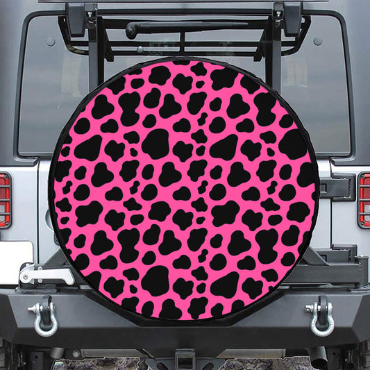 Black And Hot Pink Cow Print Tire Cover
