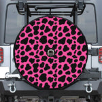 Black And Hot Pink Cow Print Tire Cover With Camera Hole