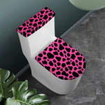 Black And Hot Pink Cow Print Toilet Lid And Tank Cover Set