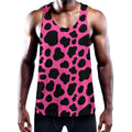 Black And Hot Pink Cow Print Men's Workout Tank Top