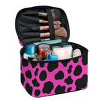 Black And Hot Pink Cow Print Travel Makeup Bag