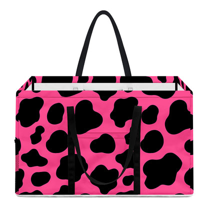 Black And Hot Pink Cow Print Utility Tote Bag