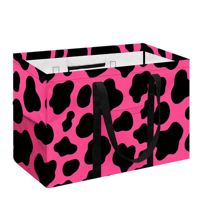 Black And Hot Pink Cow Print Utility Tote Bag