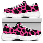 Black And Hot Pink Cow Print White Chunky Shoes