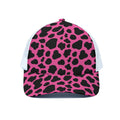 Black And Hot Pink Cow Print White Mesh Trucker Hat