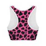 Black And Hot Pink Cow Print Women's Sports Bra