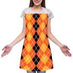 Black And Orange Argyle Pattern Print Adjustable Apron