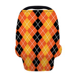 Black And Orange Argyle Pattern Print Baby Seat Cover