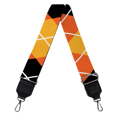Black And Orange Argyle Pattern Print Bag Strap