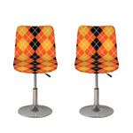 Black And Orange Argyle Pattern Print Bar Stool Covers