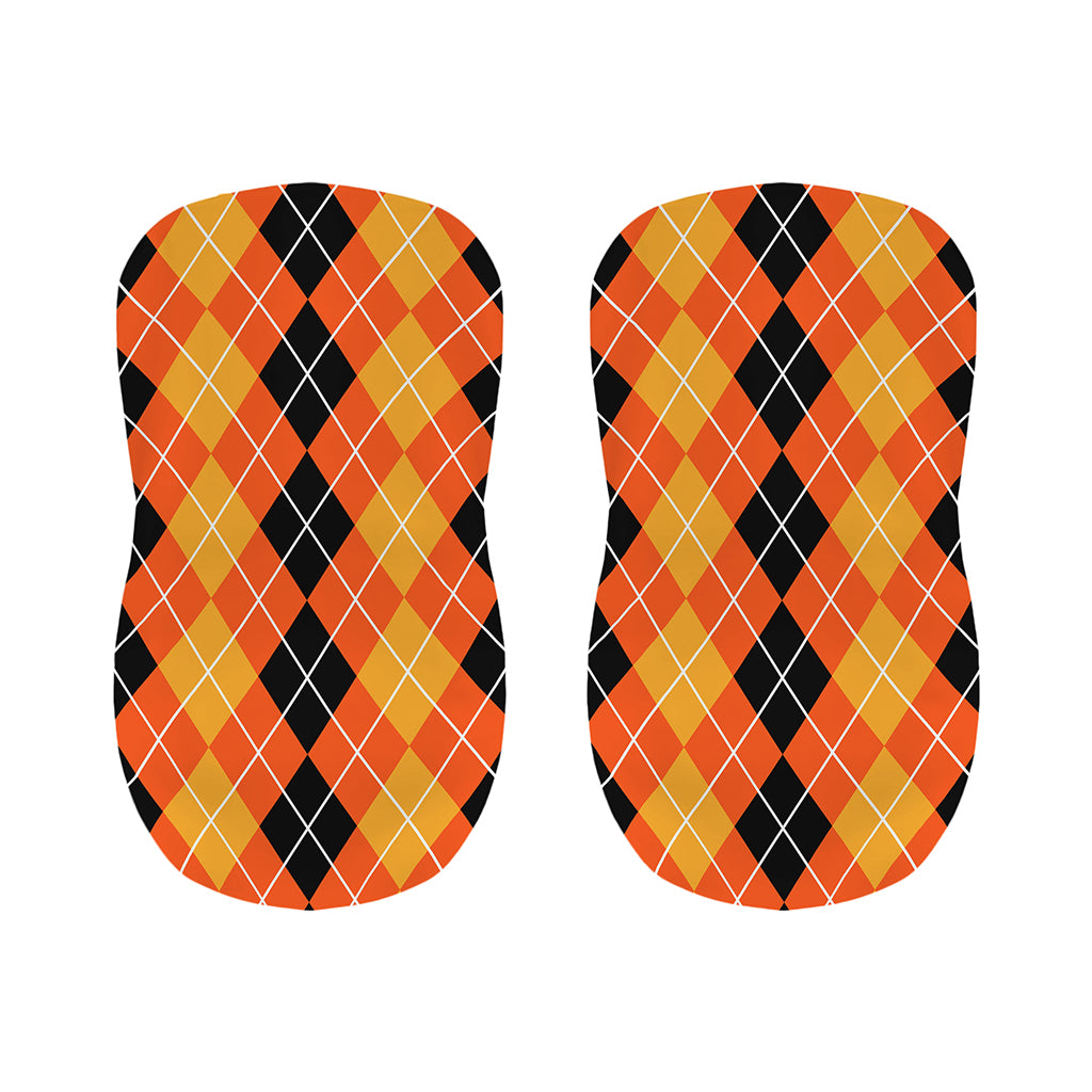 Black And Orange Argyle Pattern Print Bar Stool Covers