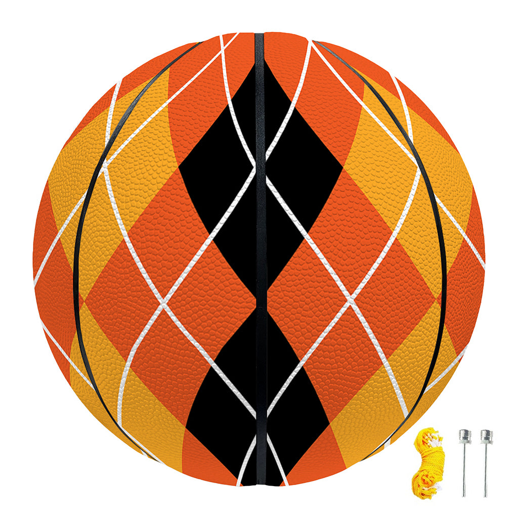 Black And Orange Argyle Pattern Print Basketball