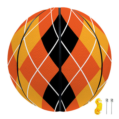 Black And Orange Argyle Pattern Print Basketball