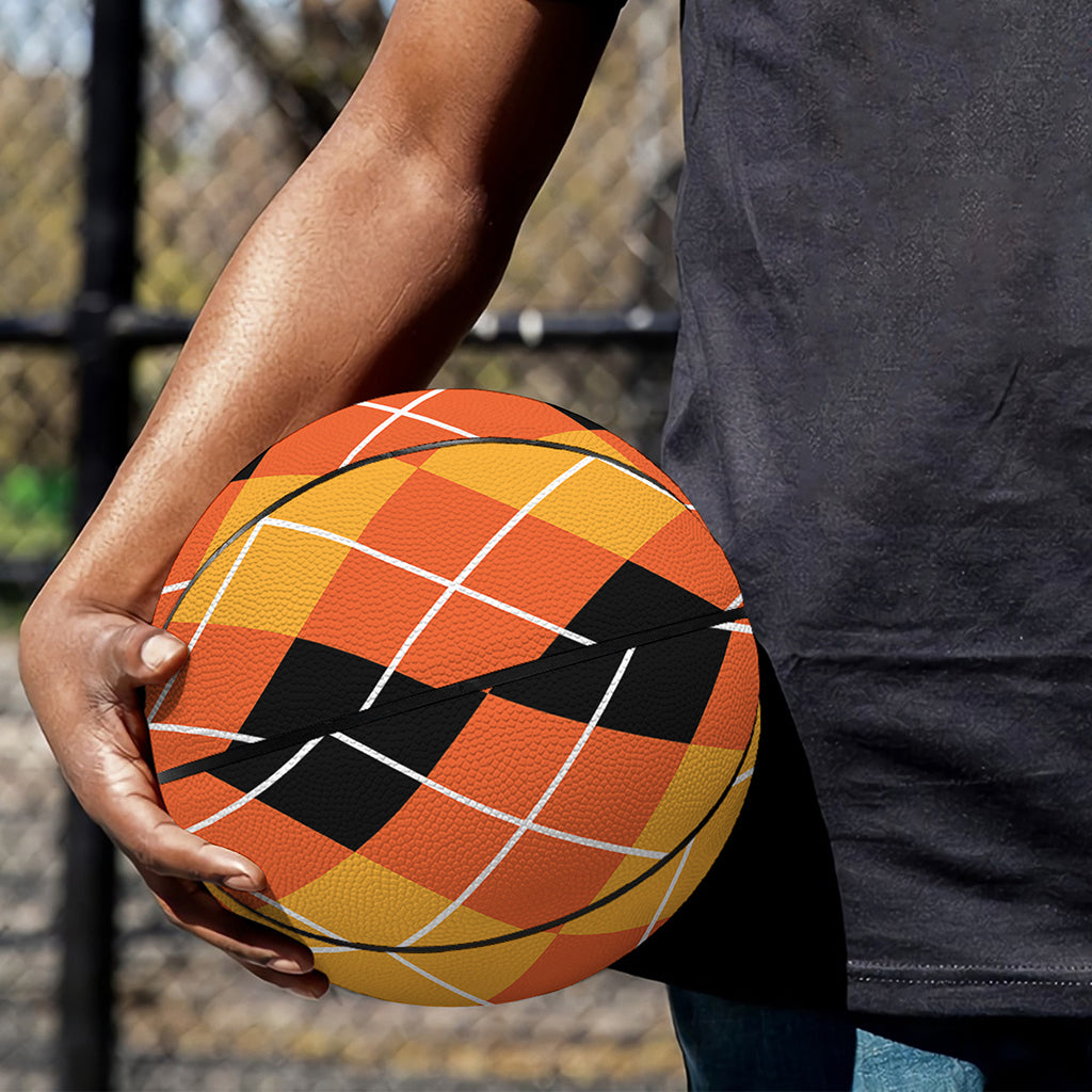 Black And Orange Argyle Pattern Print Basketball