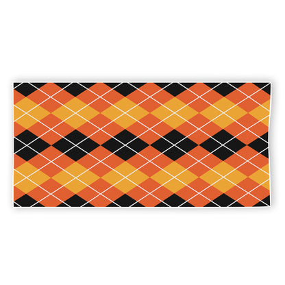 Black And Orange Argyle Pattern Print Beach Towel