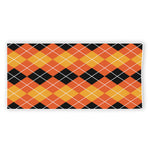 Black And Orange Argyle Pattern Print Beach Towel