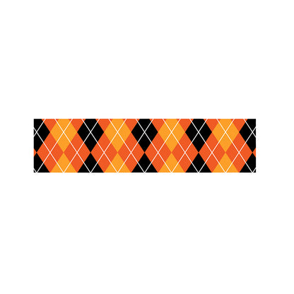 Black And Orange Argyle Pattern Print Bed Runner