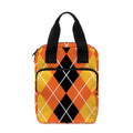 Black And Orange Argyle Pattern Print Bible Tote Bag