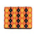 Black And Orange Argyle Pattern Print Bifold Wallet