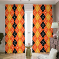 Black And Orange Argyle Pattern Print Dimout Pencil Pleat Curtains