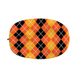 Black And Orange Argyle Pattern Print Car Side Mirror Covers