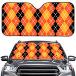 Black And Orange Argyle Pattern Print Car Windshield Sun Shade