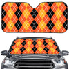 Black And Orange Argyle Pattern Print Car Windshield Sun Shade