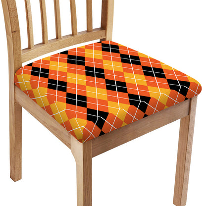 Black And Orange Argyle Pattern Print Chair Cushion Cover