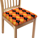 Black And Orange Argyle Pattern Print Chair Cushion Cover