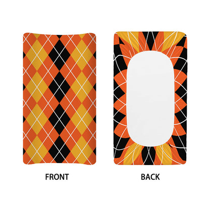 Black And Orange Argyle Pattern Print Changing Pad Cover