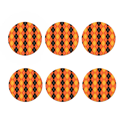 Black And Orange Argyle Pattern Print Coaster Set