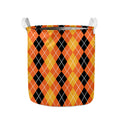 Black And Orange Argyle Pattern Print Collapsible Laundry Basket
