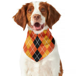 Black And Orange Argyle Pattern Print Dog Bandana