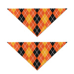 Black And Orange Argyle Pattern Print Dog Bandana