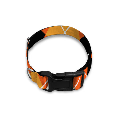 Black And Orange Argyle Pattern Print Dog Collar