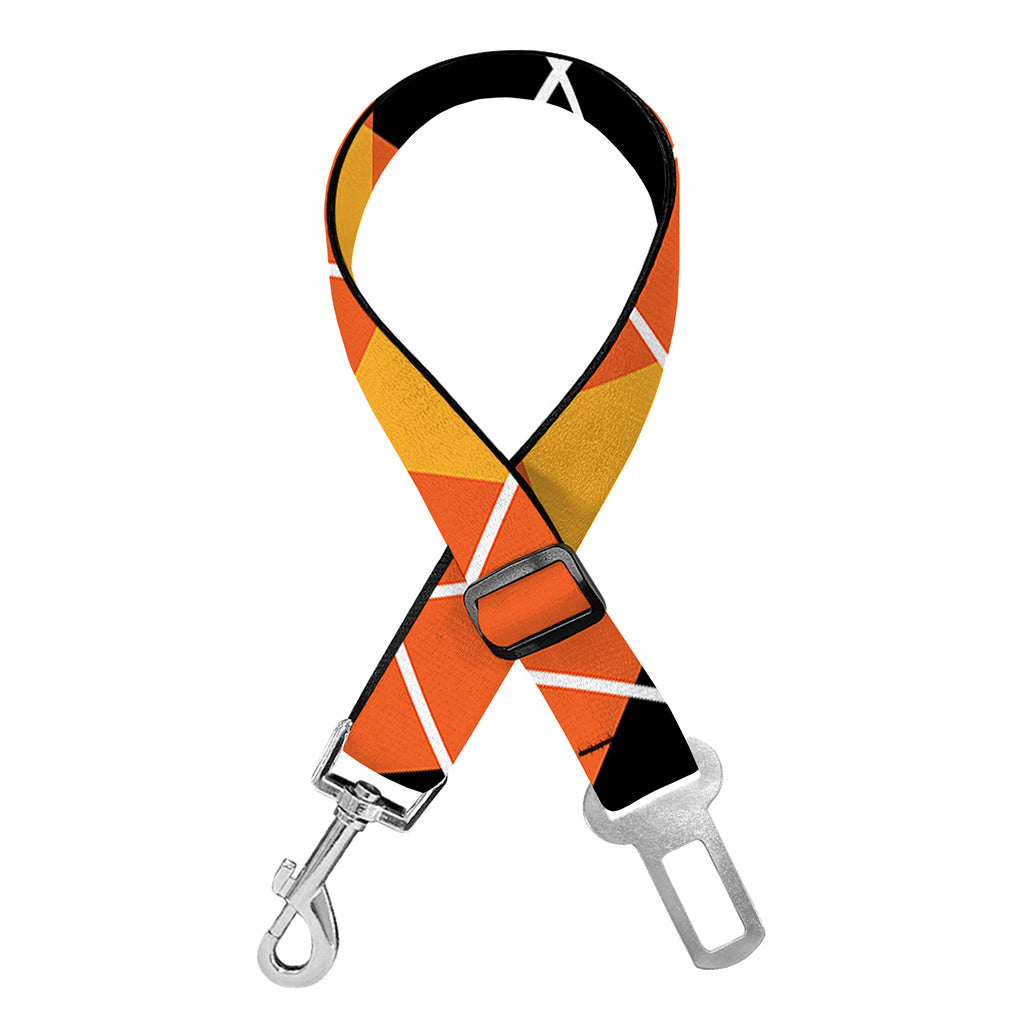 Black And Orange Argyle Pattern Print Dog Seat Belt