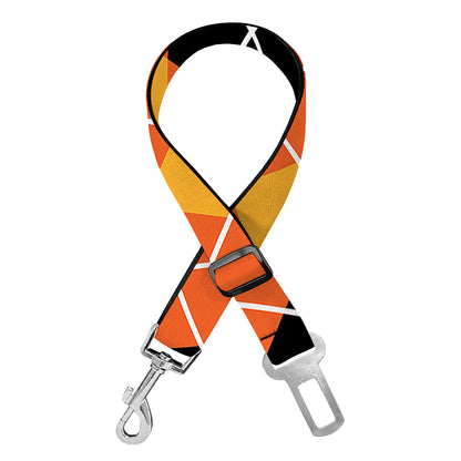 Black And Orange Argyle Pattern Print Dog Seat Belt
