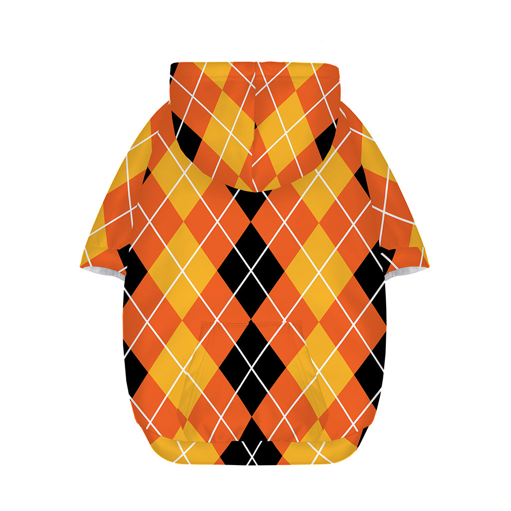 Black And Orange Argyle Pattern Print Dog Zip Up Hoodie