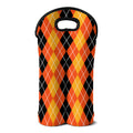 Black And Orange Argyle Pattern Print Double Neoprene Wine Tote