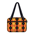 Black And Orange Argyle Pattern Print Double Strap Bible Bag