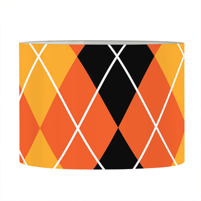 Black And Orange Argyle Pattern Print Drum Lamp Shade