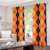 Black And Orange Argyle Pattern Print Extra Wide Grommet Curtains