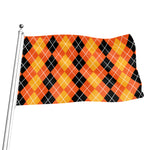 Black And Orange Argyle Pattern Print Flag