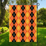 Black And Orange Argyle Pattern Print Garden Flag