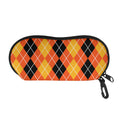 Black And Orange Argyle Pattern Print Glasses Case