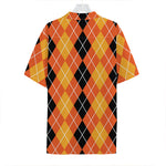 Black And Orange Argyle Pattern Print Hawaiian Shirt