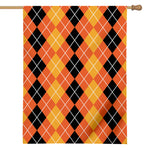 Black And Orange Argyle Pattern Print House Flag