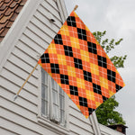 Black And Orange Argyle Pattern Print House Flag