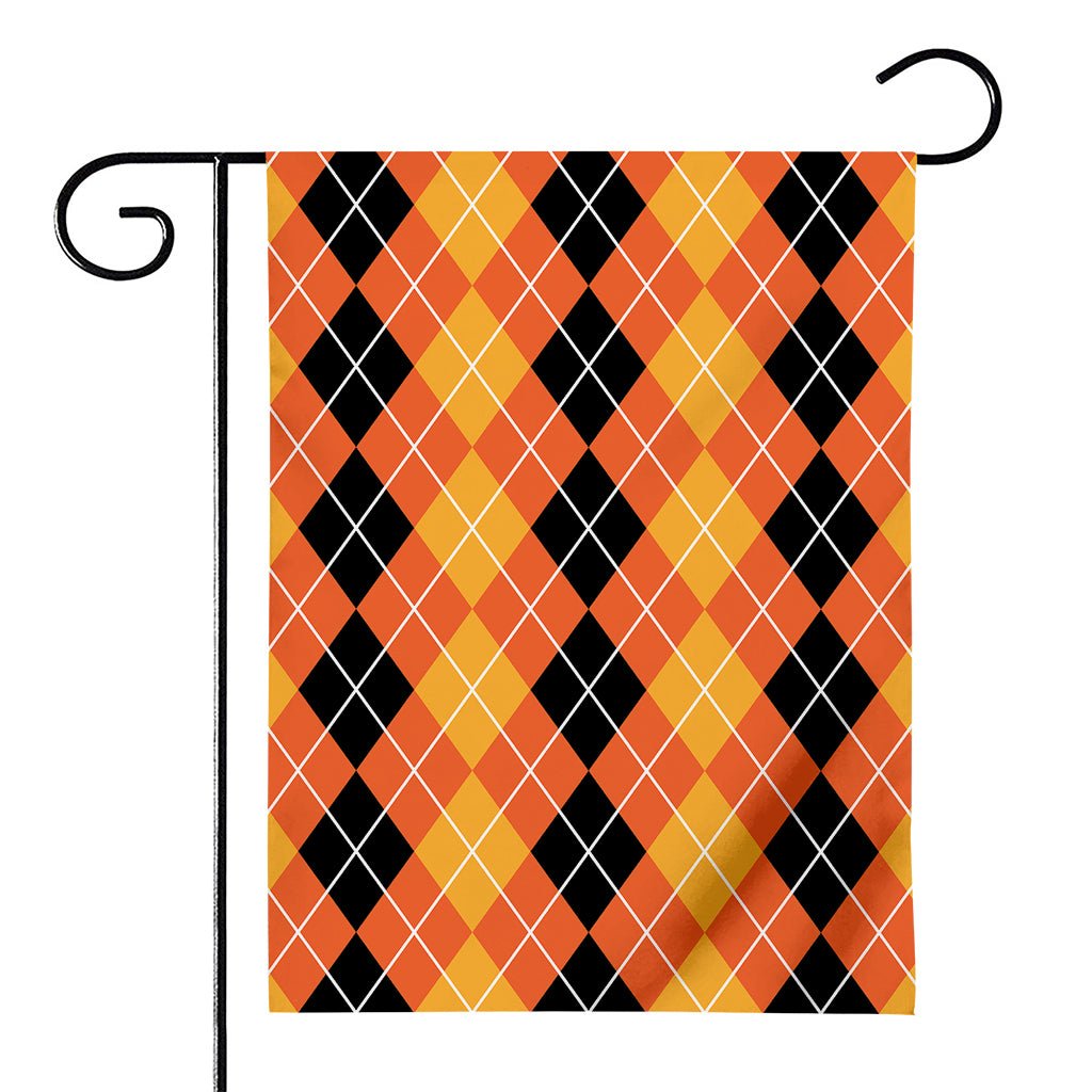 Black And Orange Argyle Pattern Print House Flag