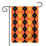Black And Orange Argyle Pattern Print House Flag